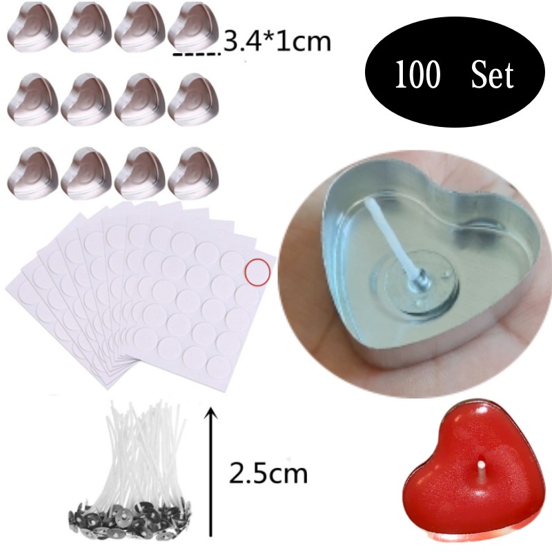 Candle Containers - 100 Takım Kalp şeklinde Boş Alüminyum