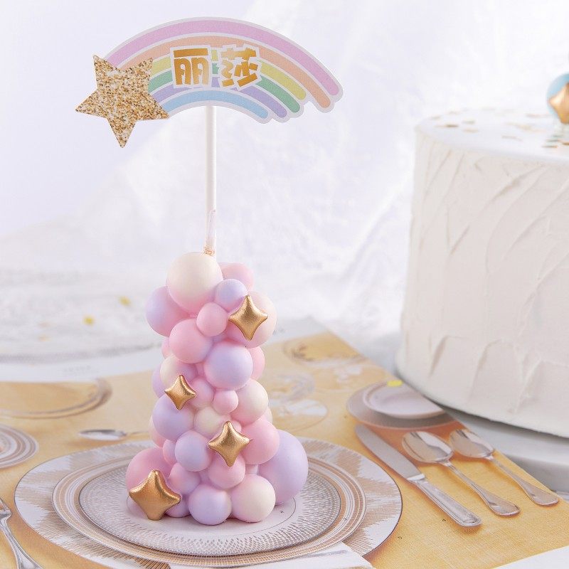 Paraffin Wax - Renkli balon sütun mumları, doğum günü
