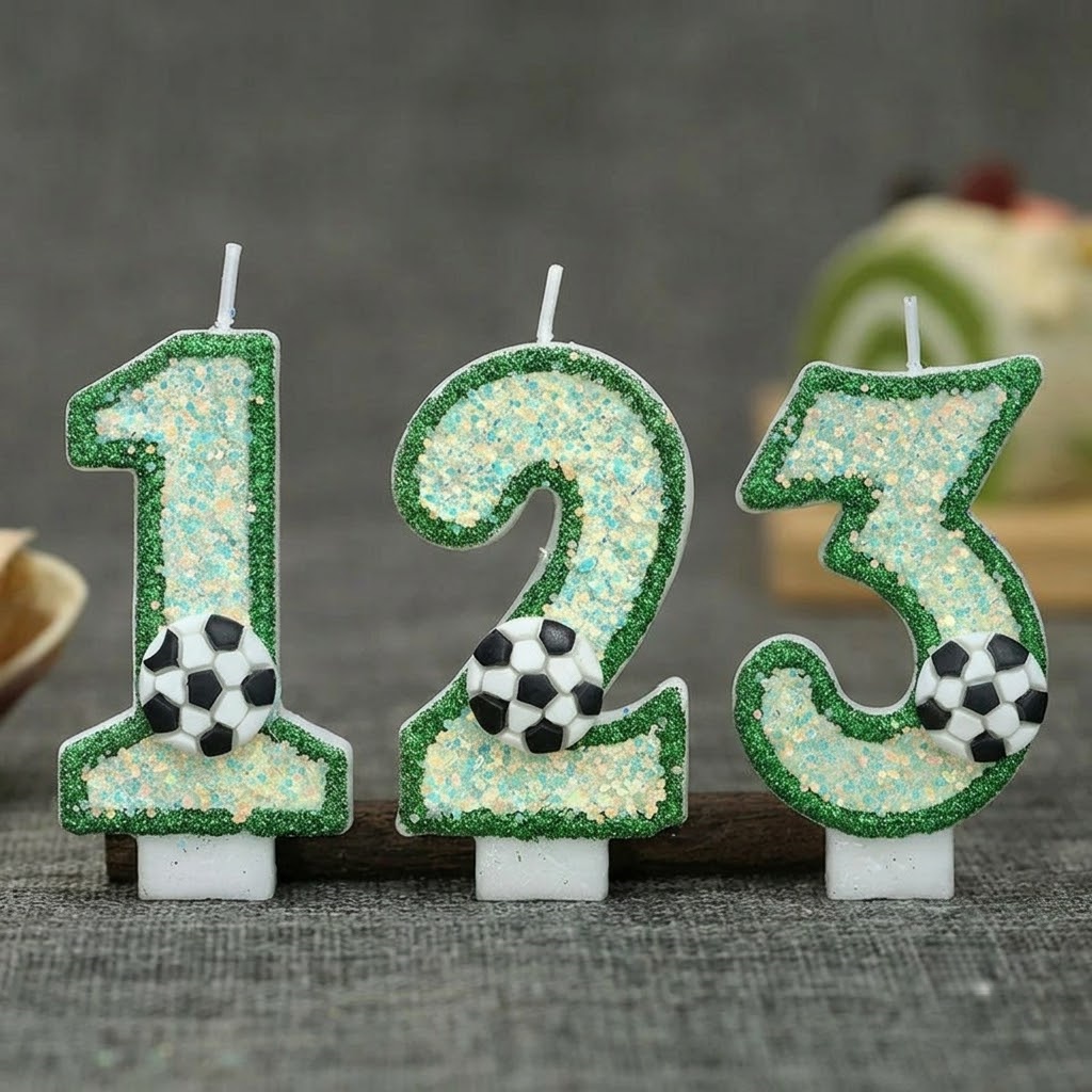 Soy Wax - 3D Futbol Numaralı Mumlar 0-9 Yeşil