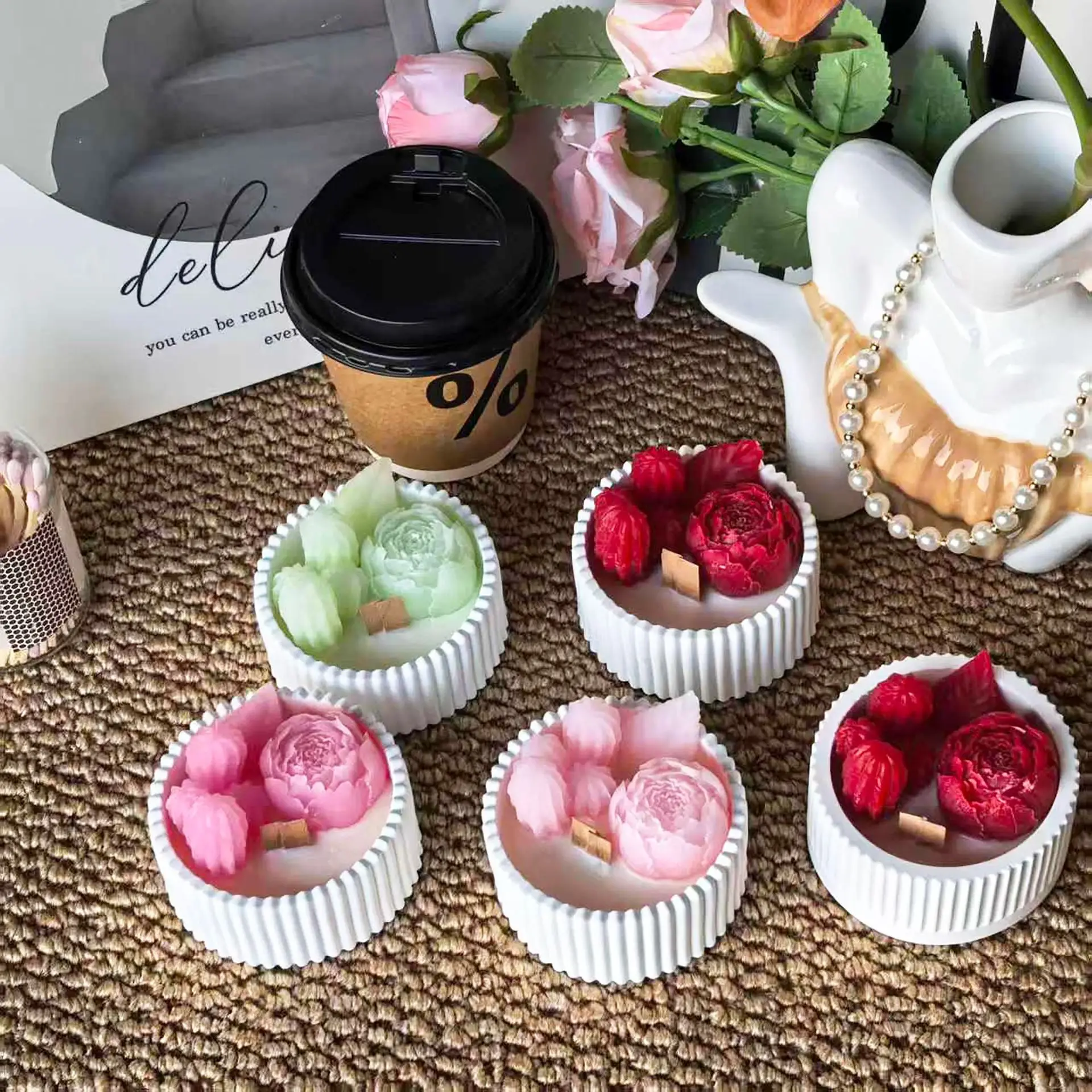 2 adet Çiçekli Gül Kupa Kokulu - Paraffin Wax incelemesi ve fiyatı